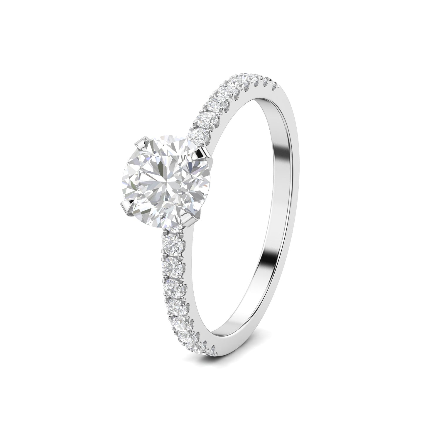 1.03 CT Round Lab-Grown Diamond Pavé Engagement Ring 8