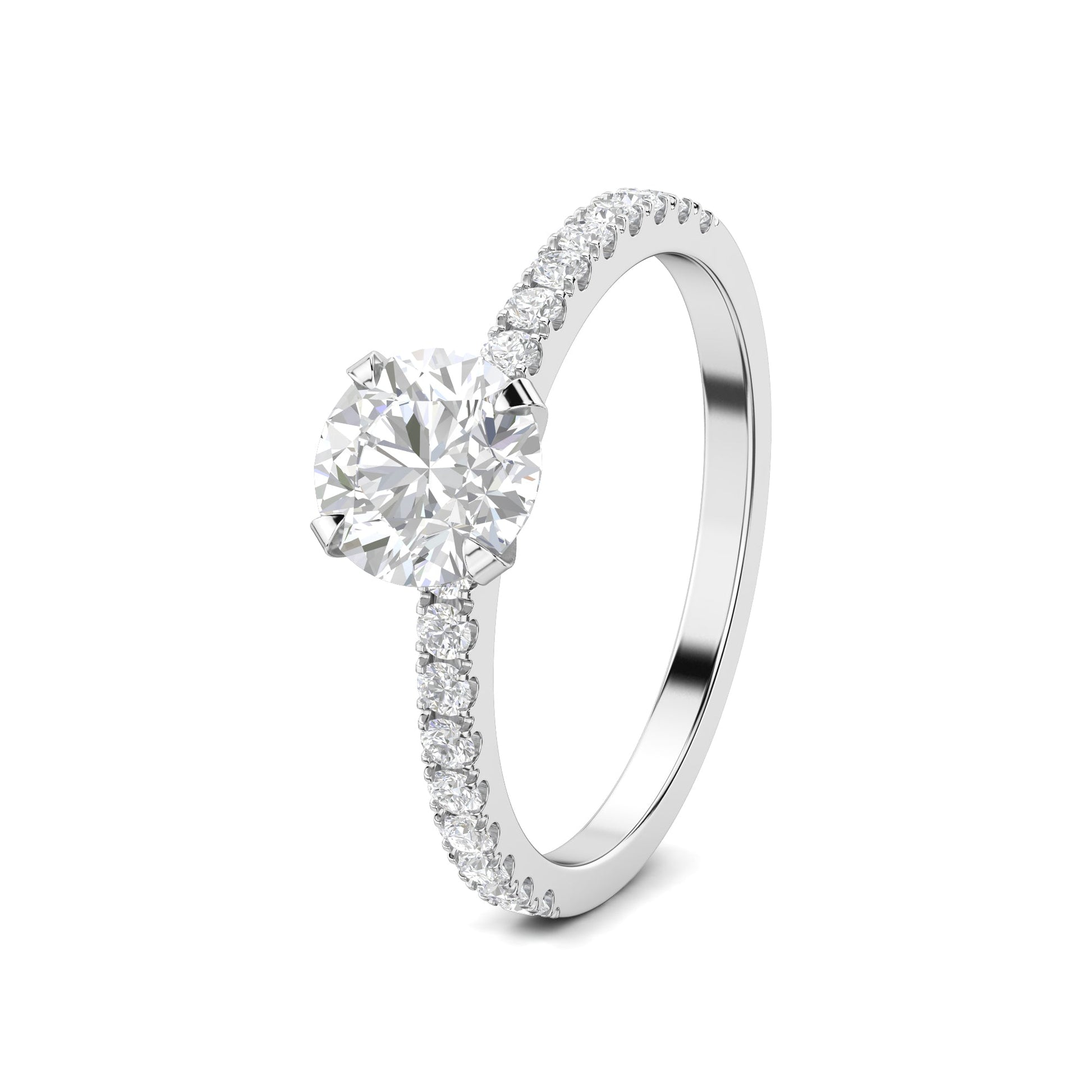 1.03 CT Round Lab-Grown Diamond Pavé Engagement Ring 8