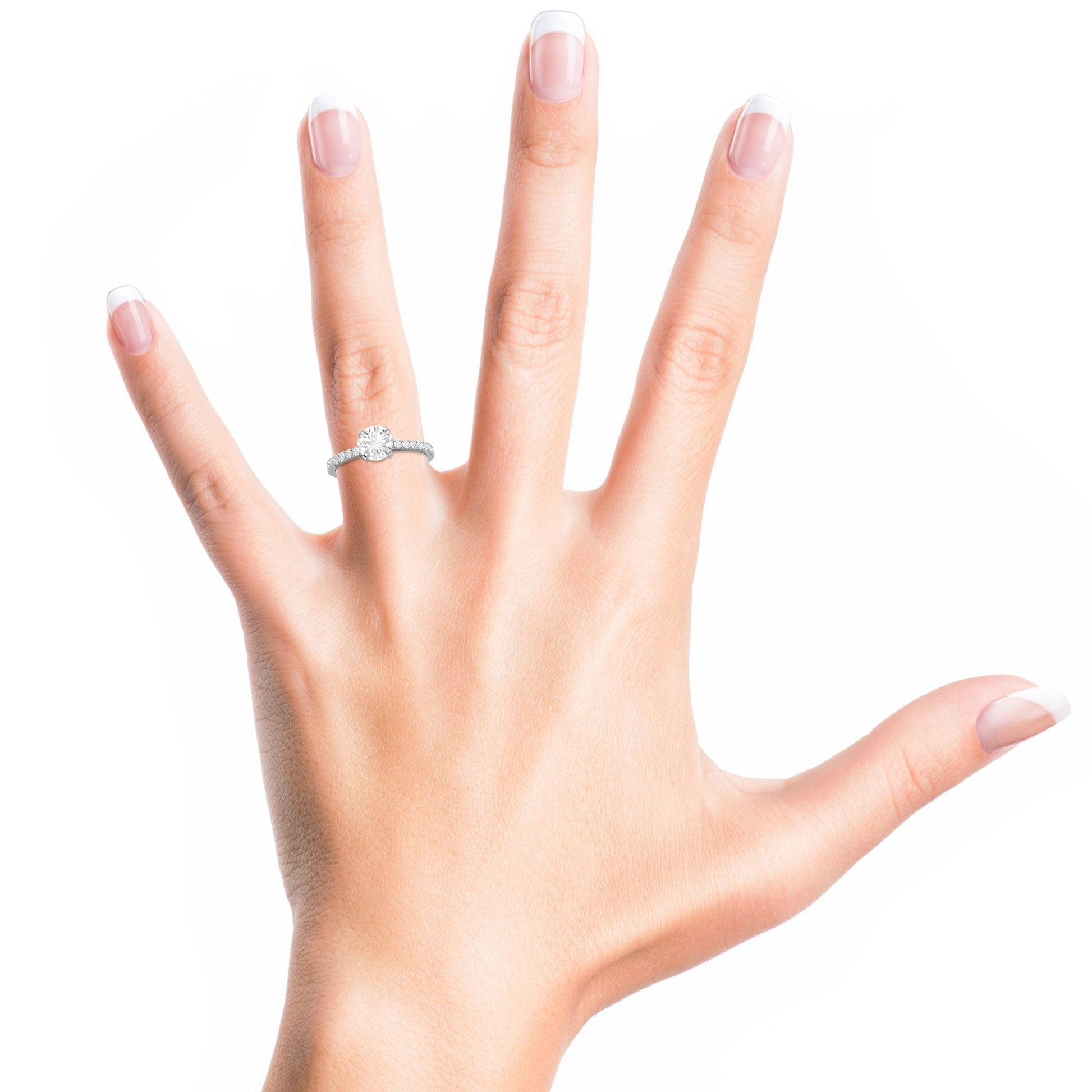 1.03 CT Round Lab-Grown Diamond Pavé Engagement Ring 17