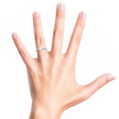 1.03 CT Round Lab-Grown Diamond Pavé Engagement Ring 17