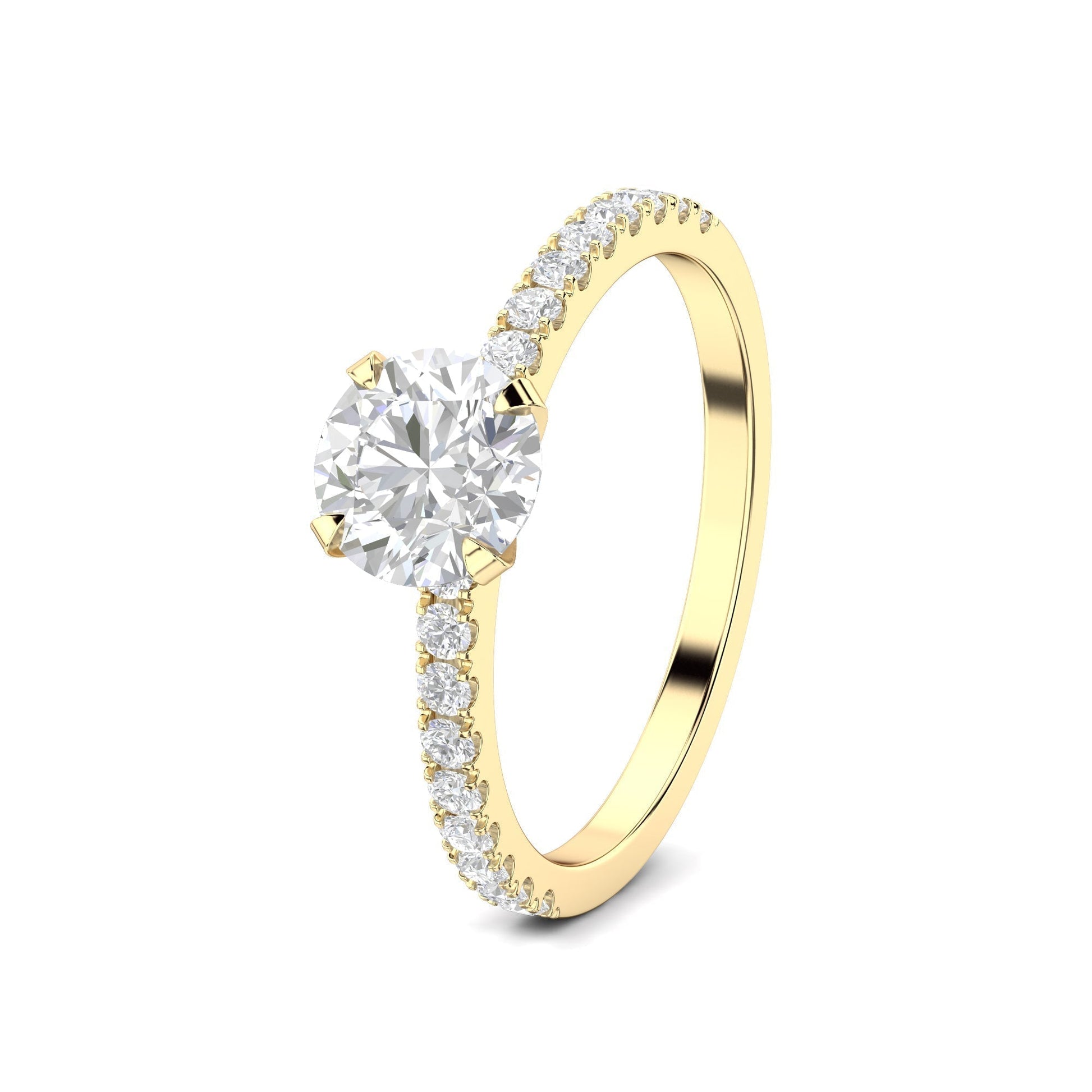1.03 CT Round Lab-Grown Diamond Pavé Engagement Ring 2