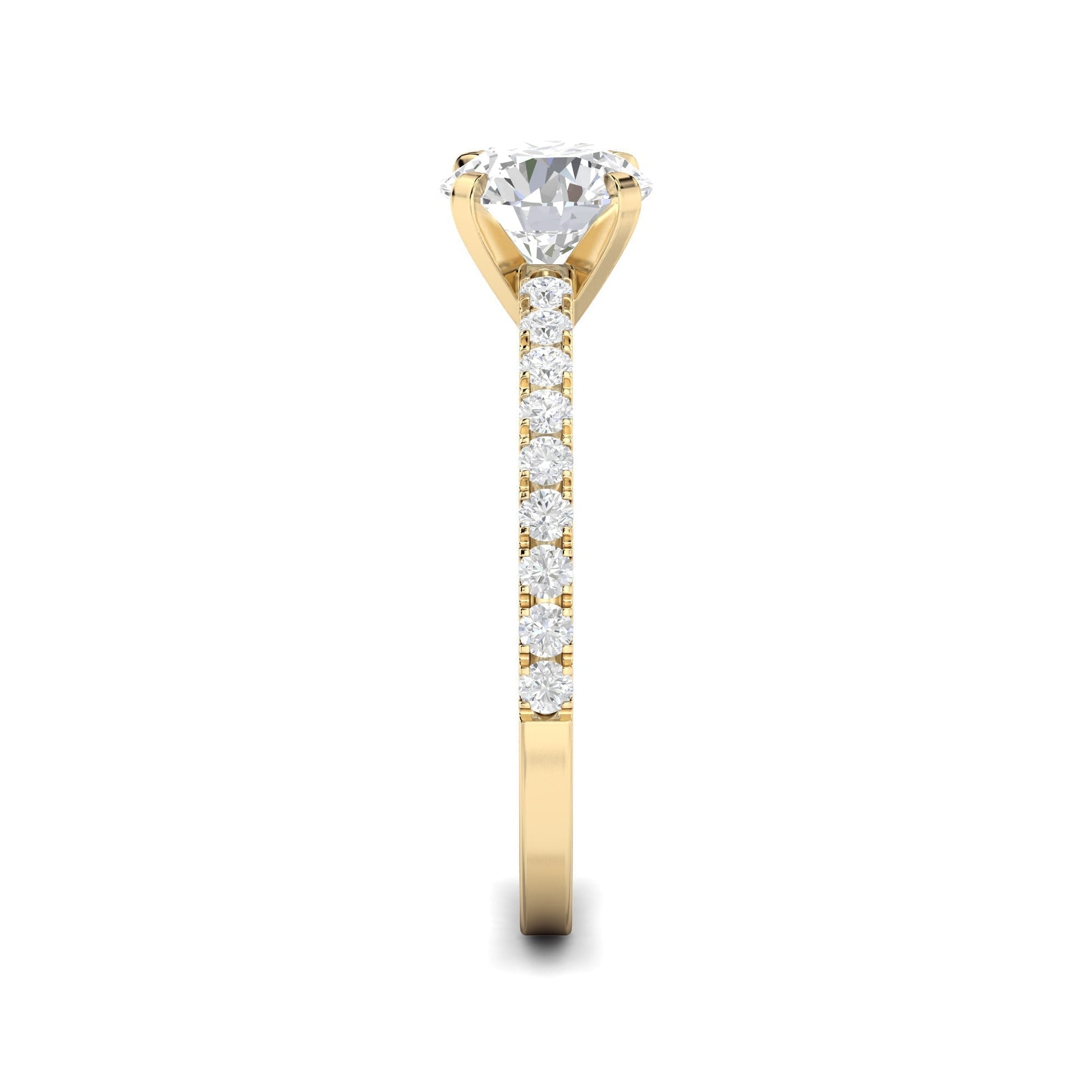 1.03 CT Round Lab-Grown Diamond Pavé Engagement Ring 4