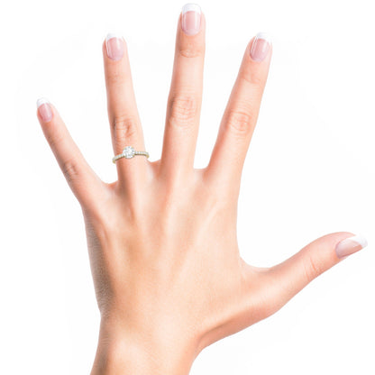 1.03 CT Round Lab-Grown Diamond Pavé Engagement Ring 18