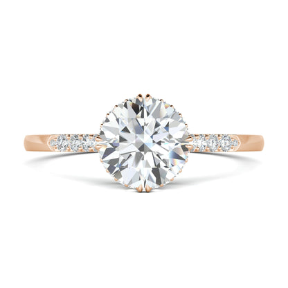 0.7 CT Round Cut Pave CVD F/VS1 Diamond Engagement Ring 14