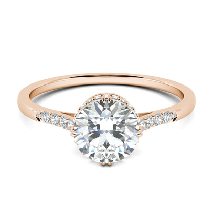 0.7 CT Round Cut Pave CVD F/VS1 Diamond Engagement Ring 13
