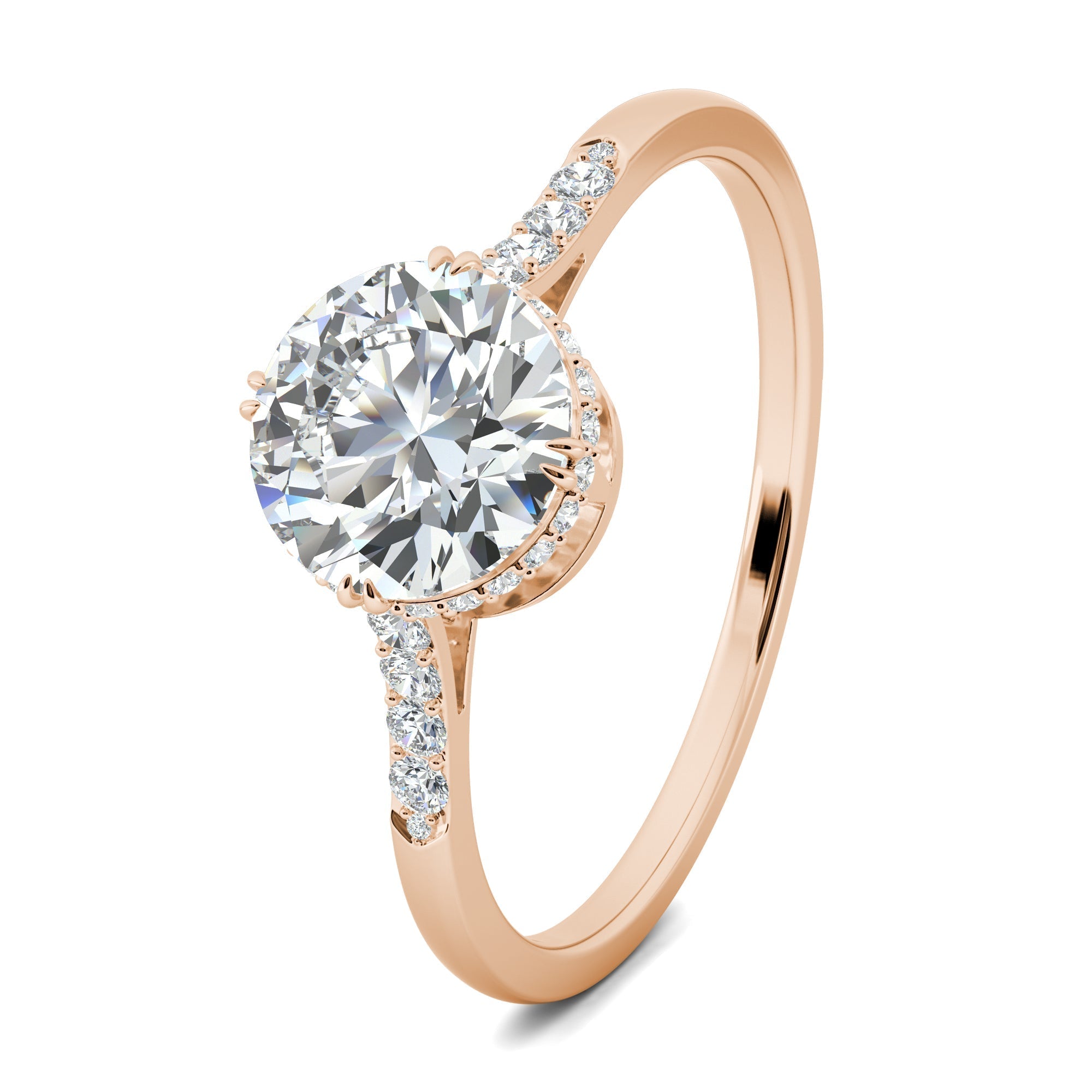 0.7 CT Round Lab-Grown Diamond Hidden Halo Gold Engagement Ring 13