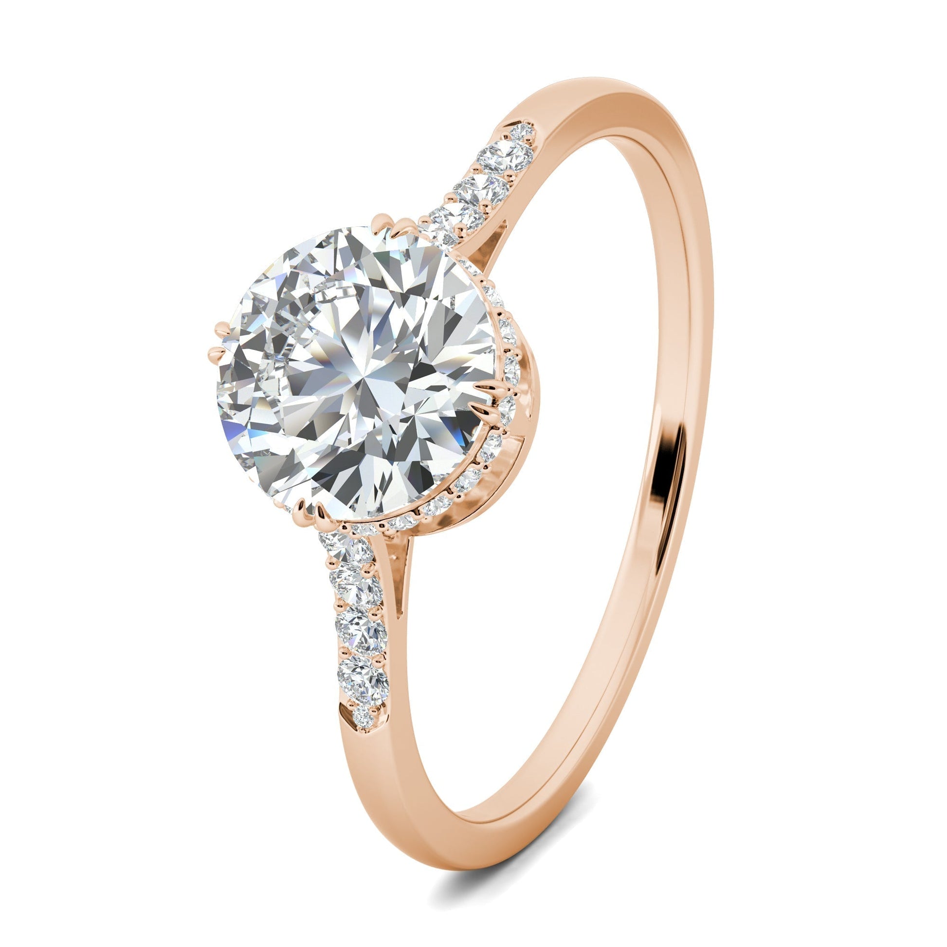 0.7 CT Round Cut Pave CVD F/VS1 Diamond Engagement Ring 16