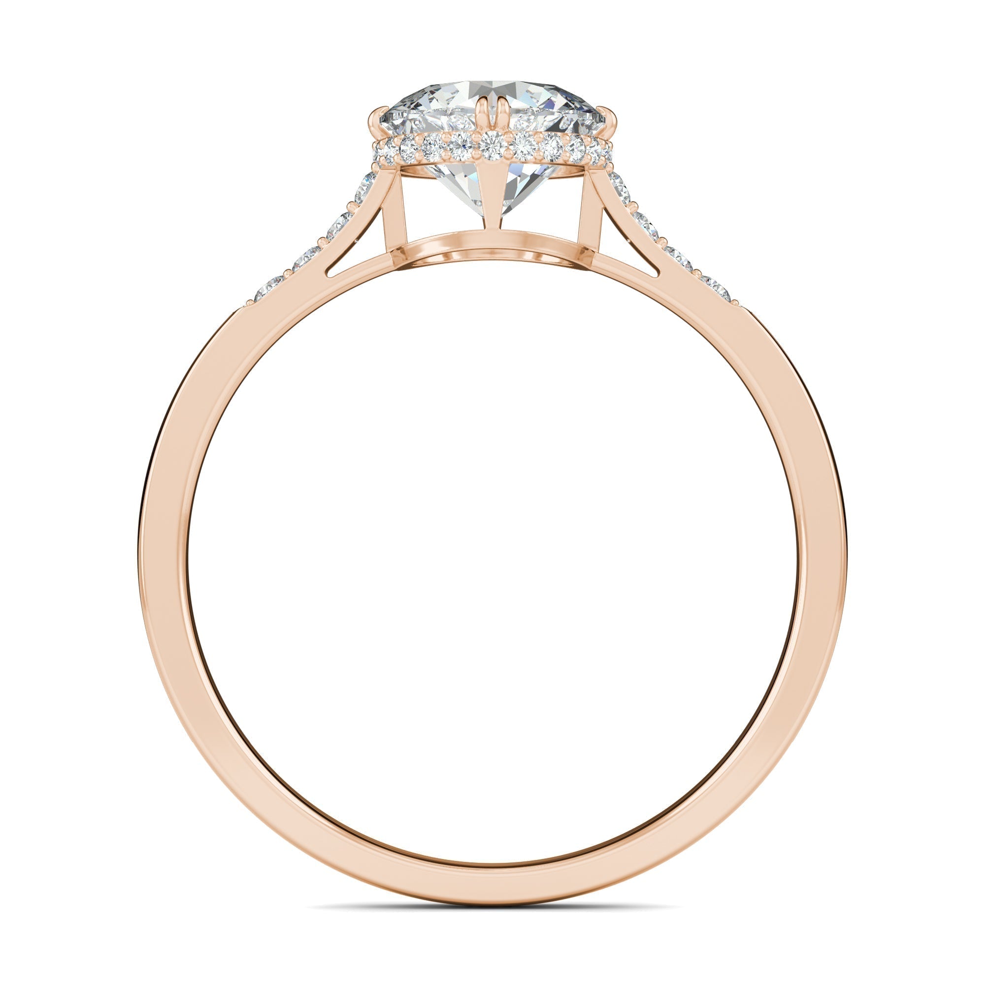 0.7 CT Round Lab-Grown Diamond Hidden Halo Gold Engagement Ring 14