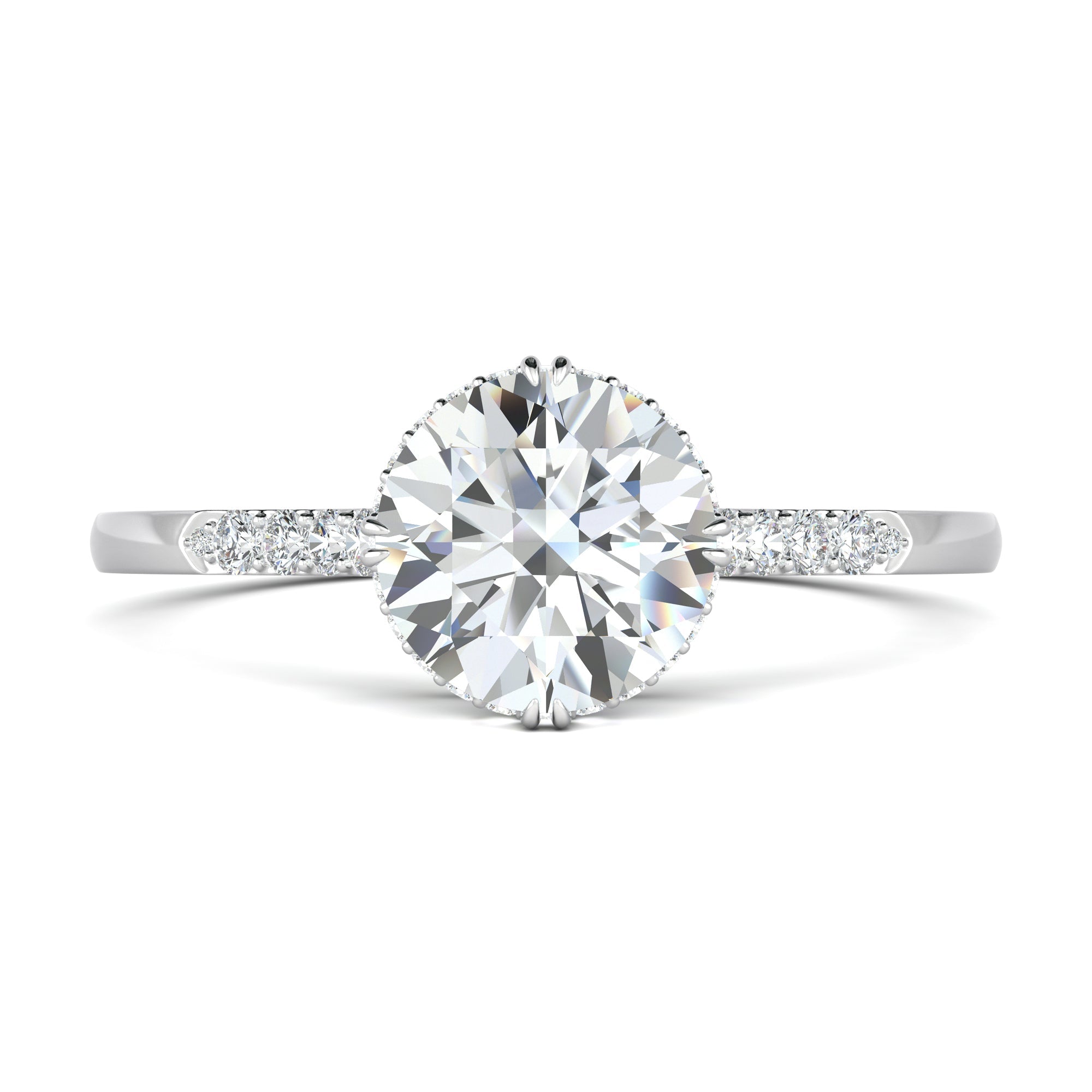 0.7 CT Round Lab-Grown Diamond Hidden Halo Gold Engagement Ring 6