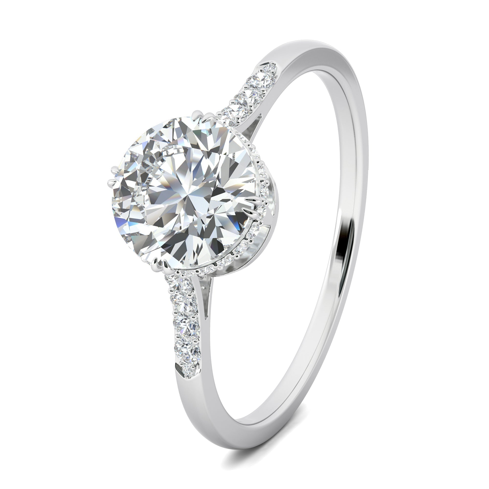 0.7 CT Round Lab-Grown Diamond Hidden Halo Gold Engagement Ring 7