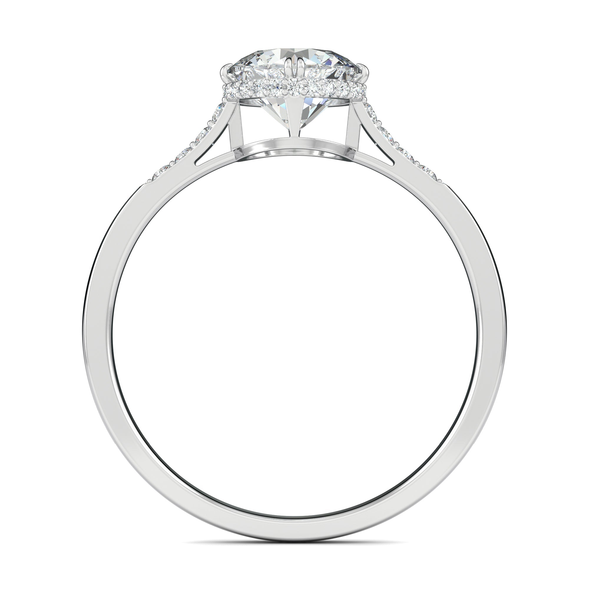 0.7 ct Round F- VS1 Diamond Pave Engagement Ring