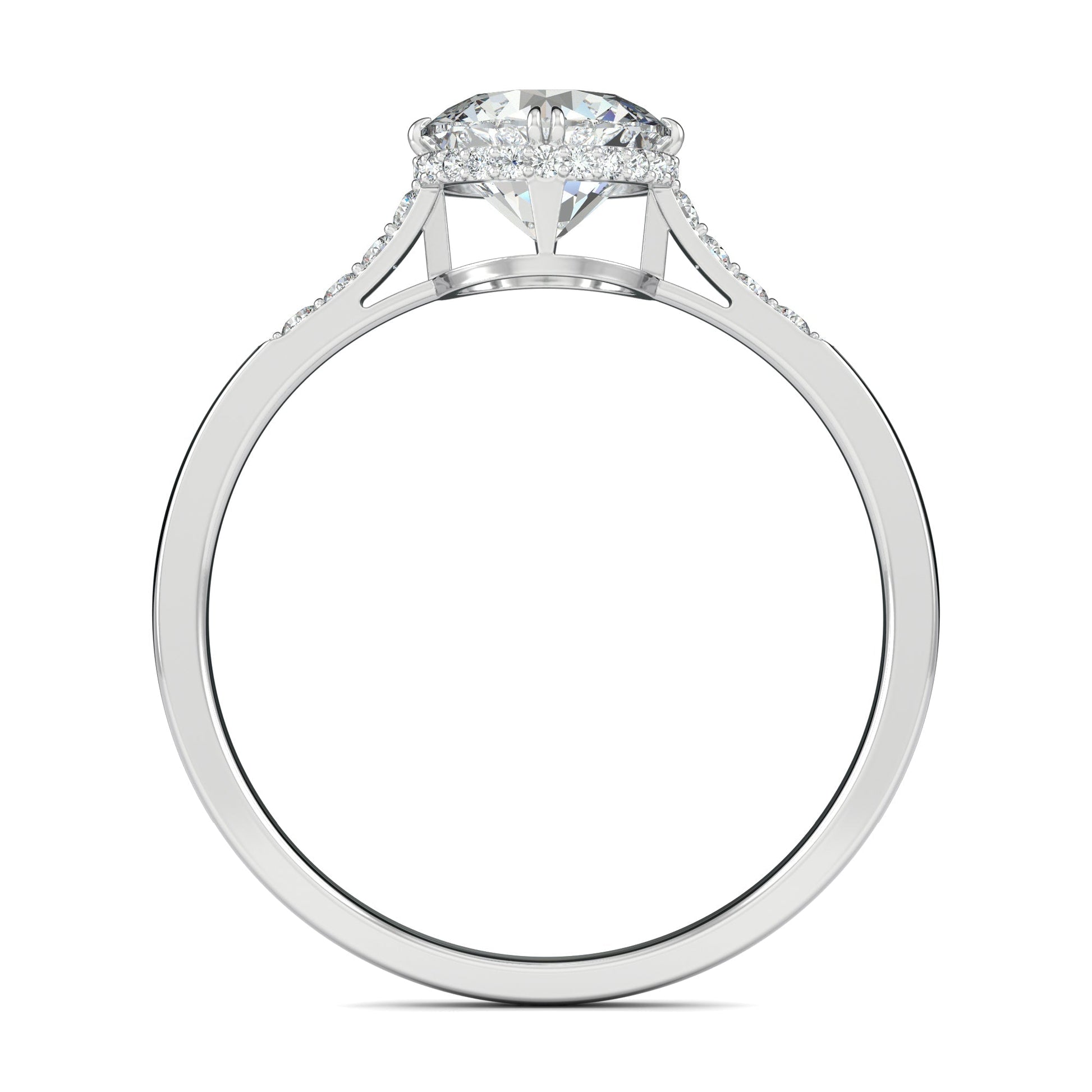 0.7 CT Round Cut Pave CVD F/VS1 Diamond Engagement Ring 5