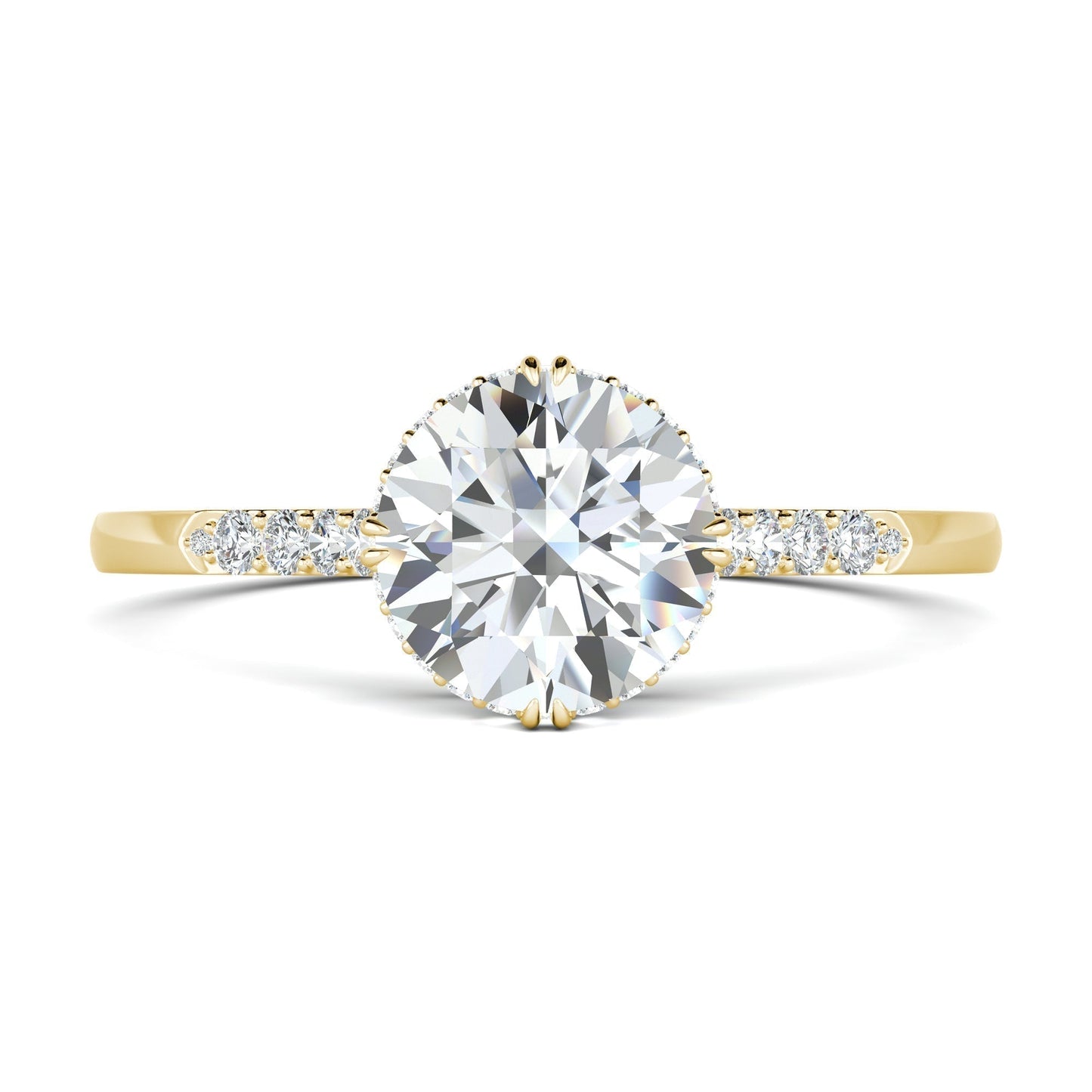 0.7 CT Round Cut Pave CVD F/VS1 Diamond Engagement Ring 7