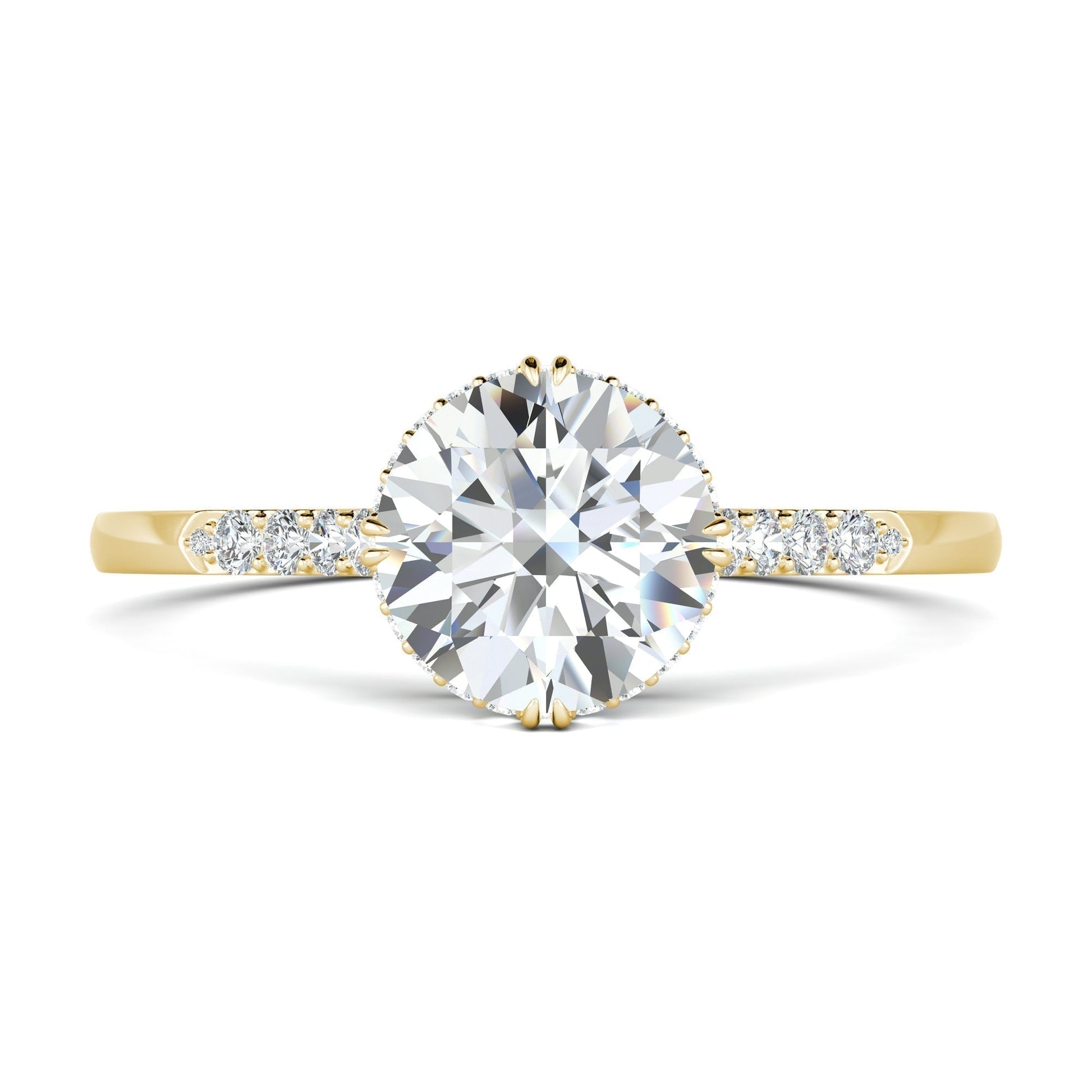 0.7 CT Round Cut Pave CVD F/VS1 Diamond Engagement Ring 7