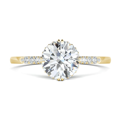 0.7 CT Round Cut Pave CVD F/VS1 Diamond Engagement Ring 7