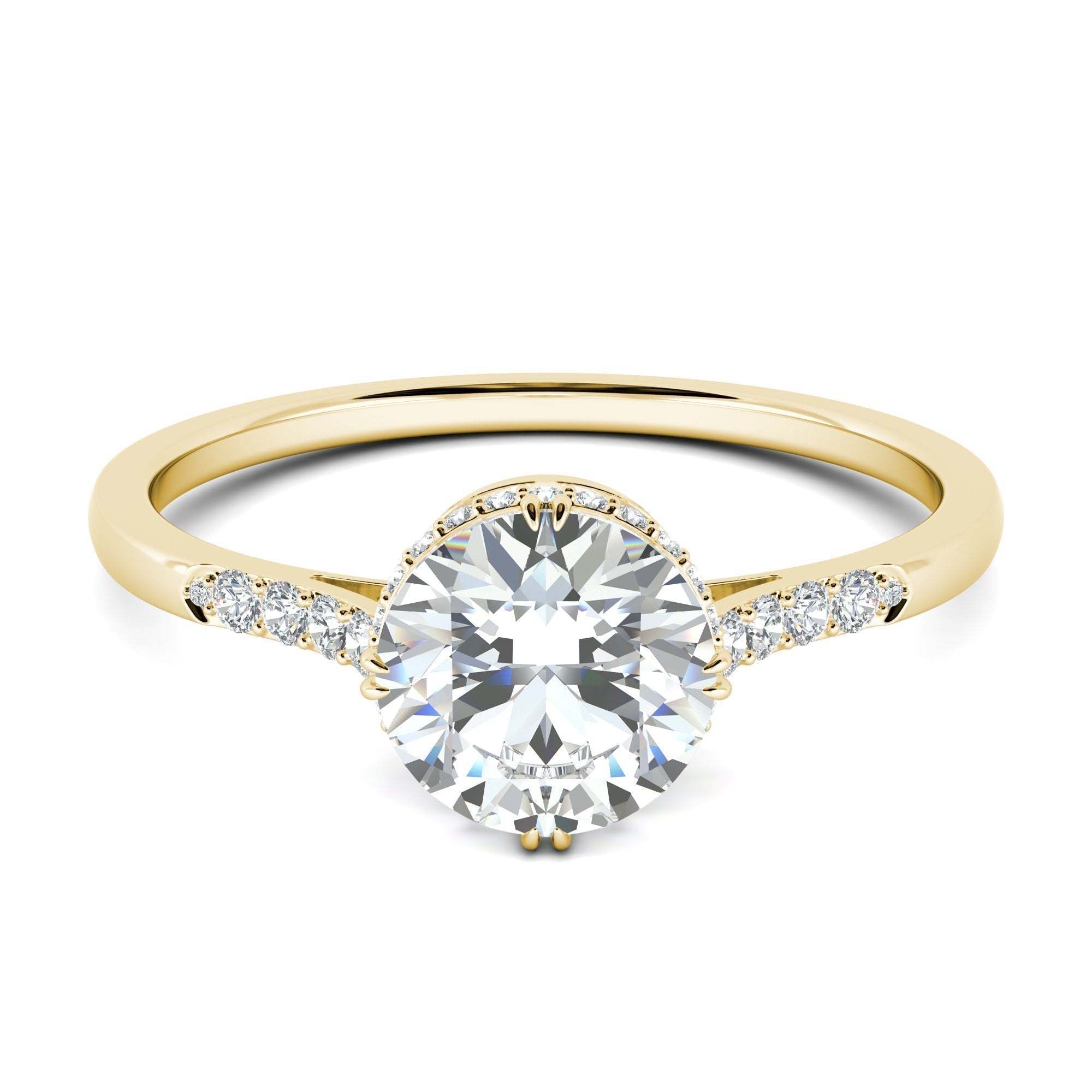 0.7 CT Round Lab-Grown Diamond Hidden Halo Gold Engagement Ring 2