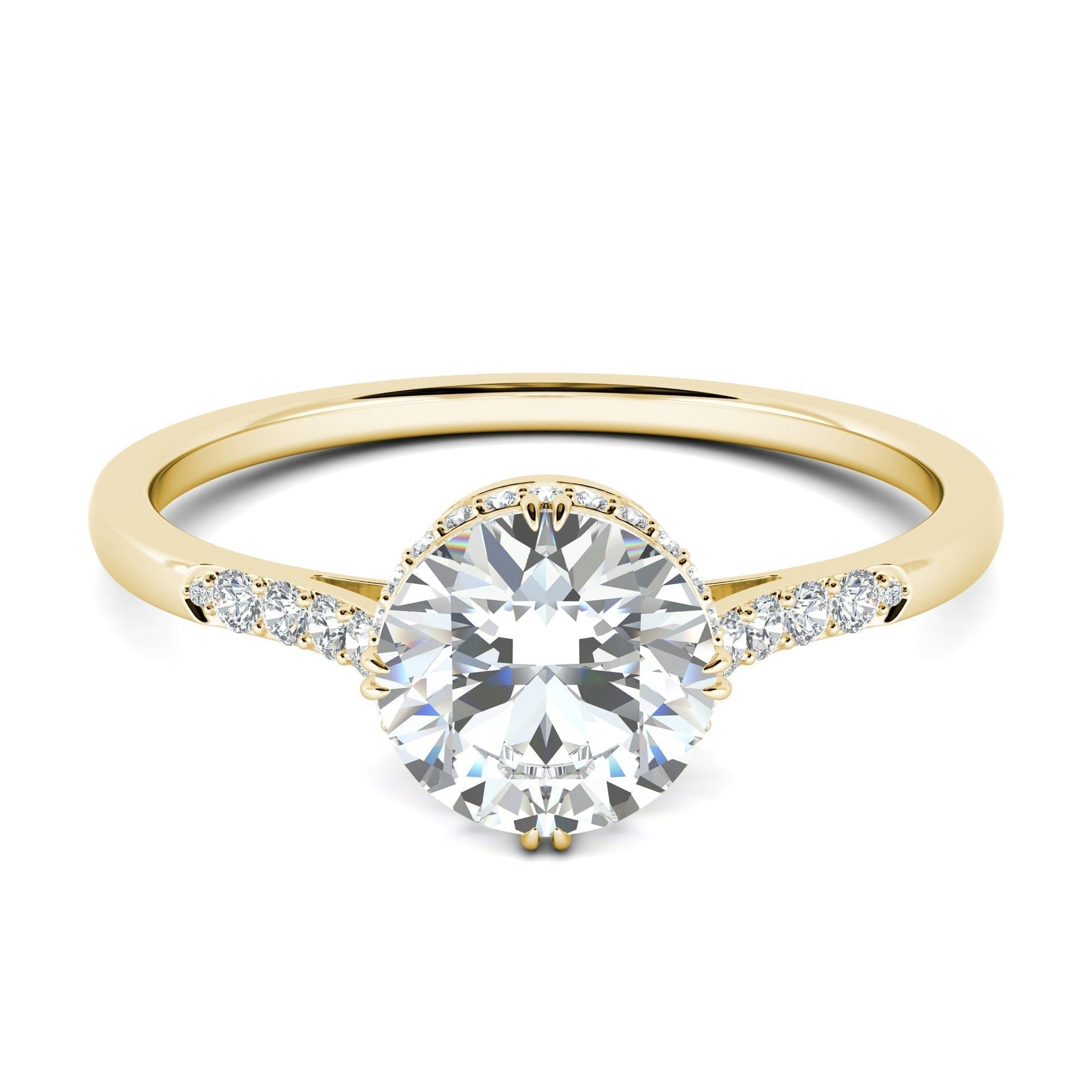 0.7 CT Round Cut Pave CVD F/VS1 Diamond Engagement Ring 8
