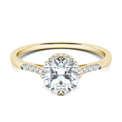 0.7 CT Round Cut Pave CVD F/VS1 Diamond Engagement Ring 8