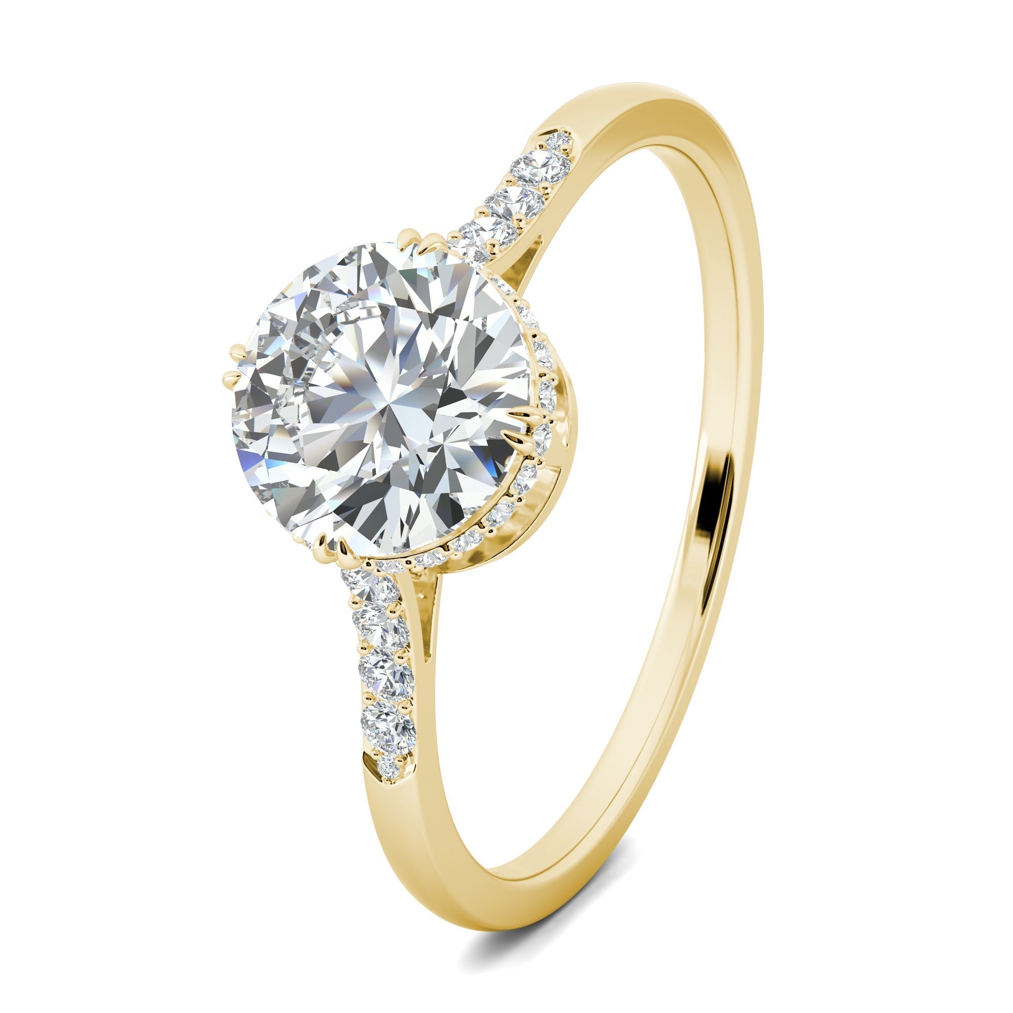 0.7 CT Round Lab-Grown Diamond Hidden Halo Gold Engagement Ring 3