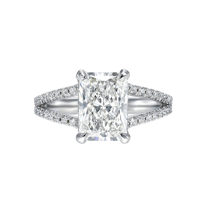 4 CT Radiant Cut Lab-Grown Diamond Hidden Halo Split Shank Engagement Ring