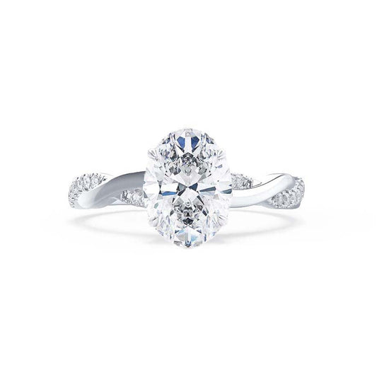 1.50 CT Oval Lab Grown Diamond Twisted Pave Engagement Ring