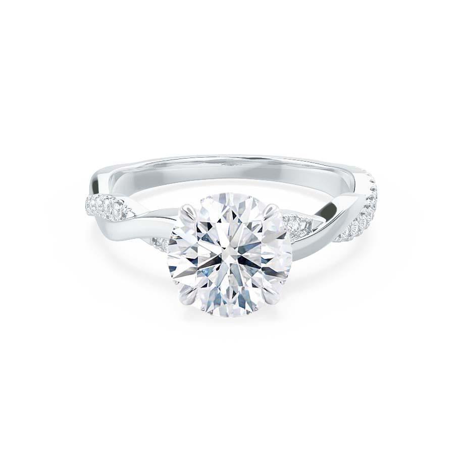 0.75 CT Round Lab Grown Diamond Twisted Pave Engagement Ring 1
