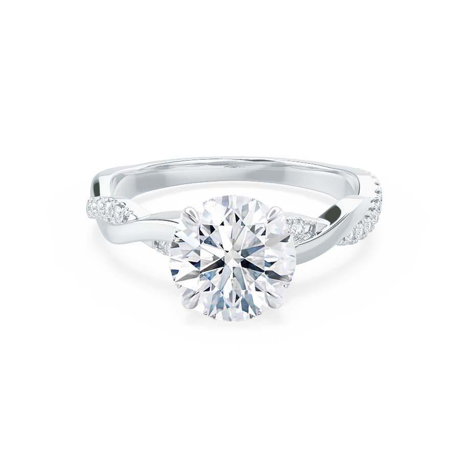 0.75 CT Round Lab Grown Diamond Twisted Pave Engagement Ring