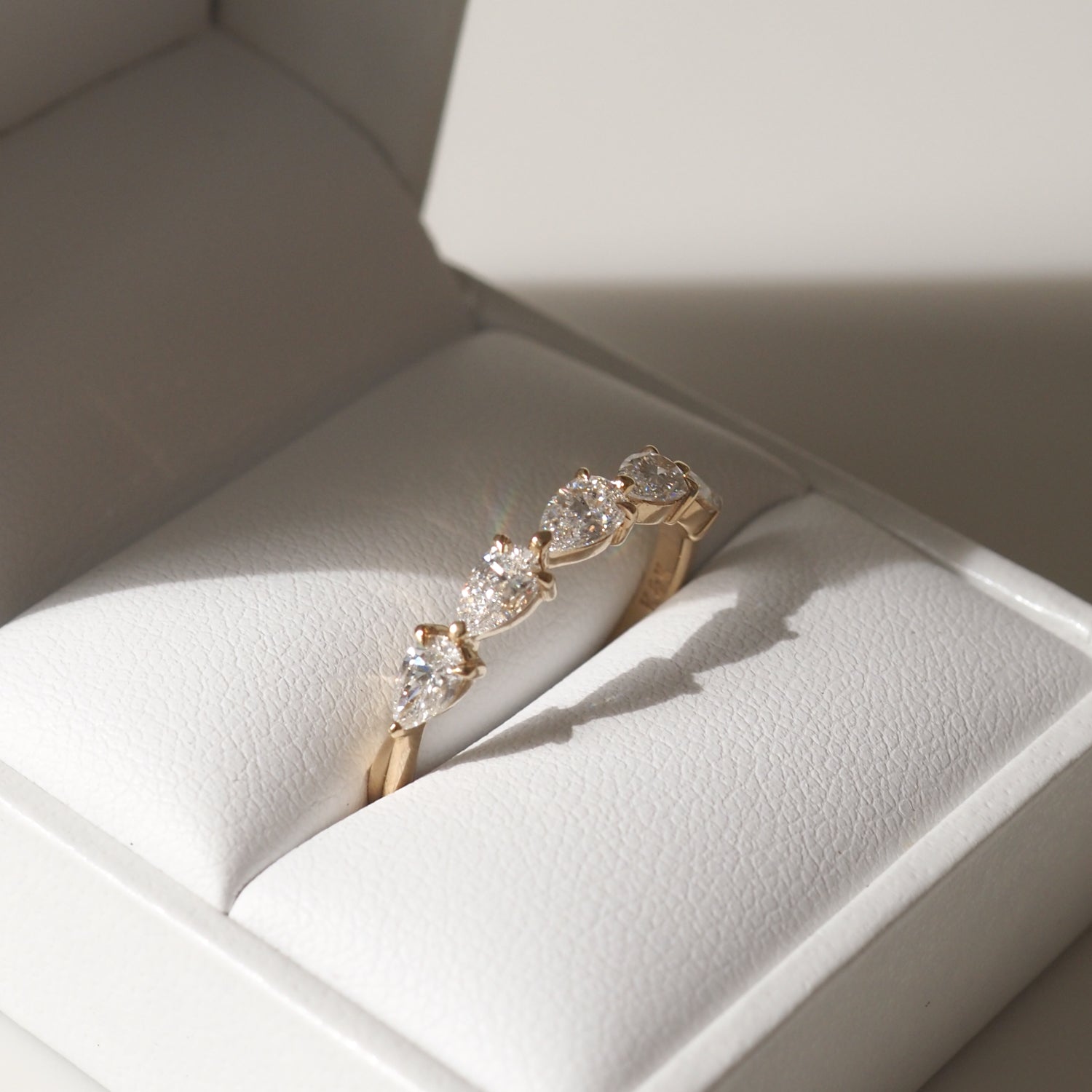 0.50 TCW Pear Lab Grown Diamond  Half Eternity Wedding Band 3