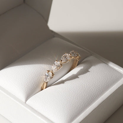 0.50 TCW Pear Lab Grown Diamond  Half Eternity Wedding Band 3