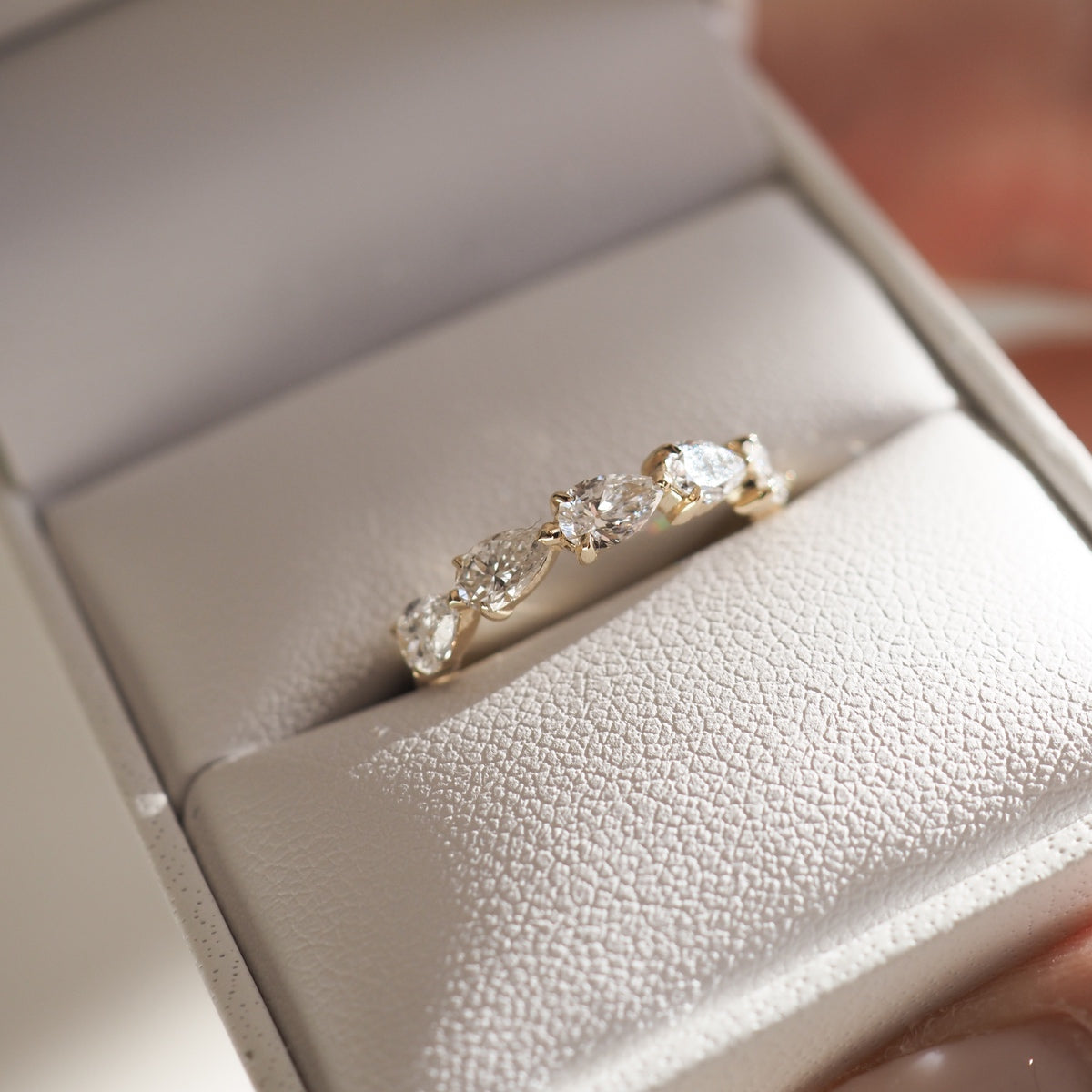 0.50 TCW Pear Lab Grown Diamond Half Eternity Wedding Band 4