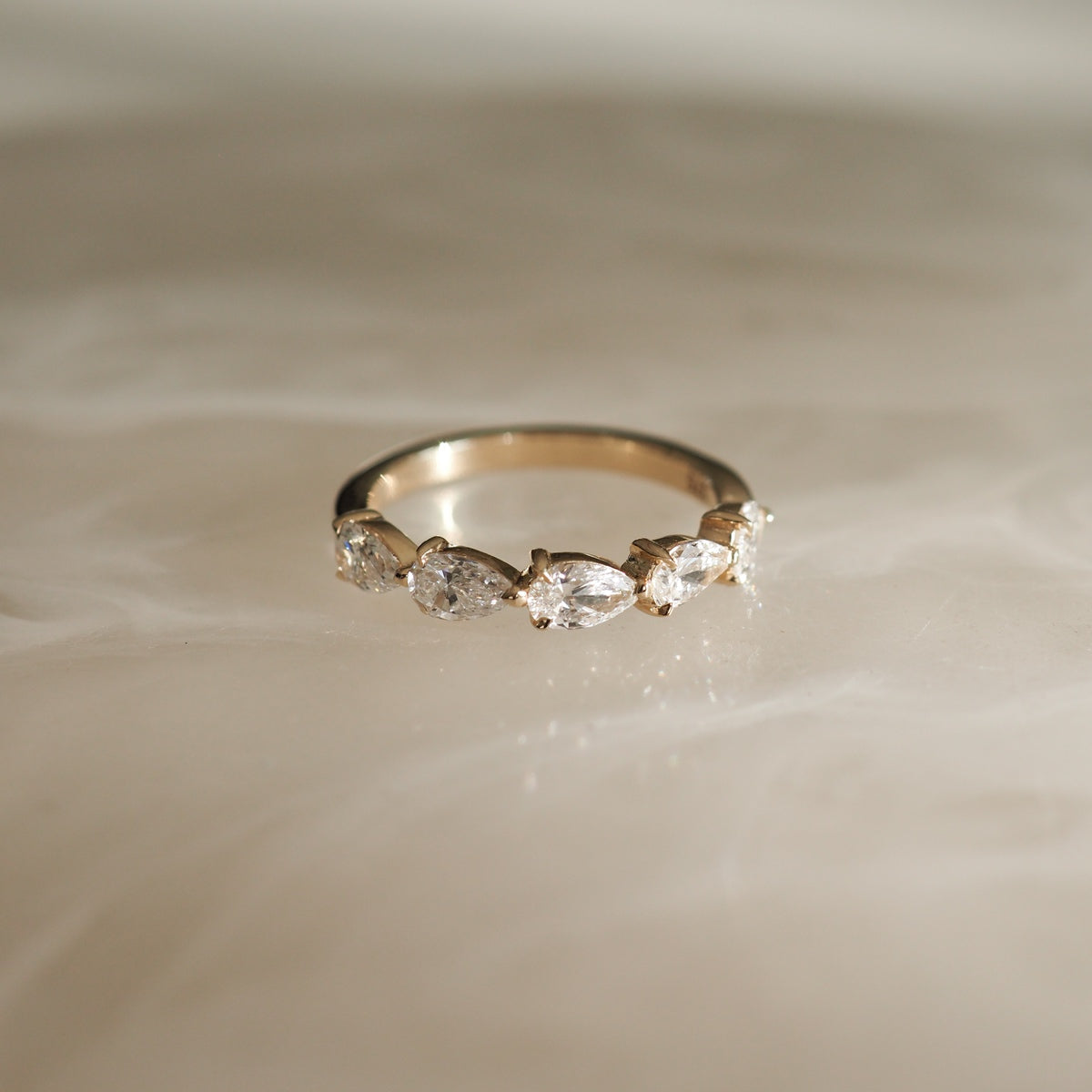 0.50 TCW Pear Lab Grown Diamond Half Eternity Wedding Band 2