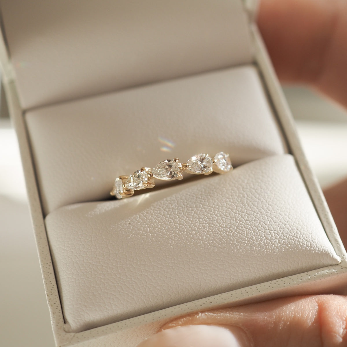 0.50 TCW Pear Lab Grown Diamond Half Eternity Wedding Band 1