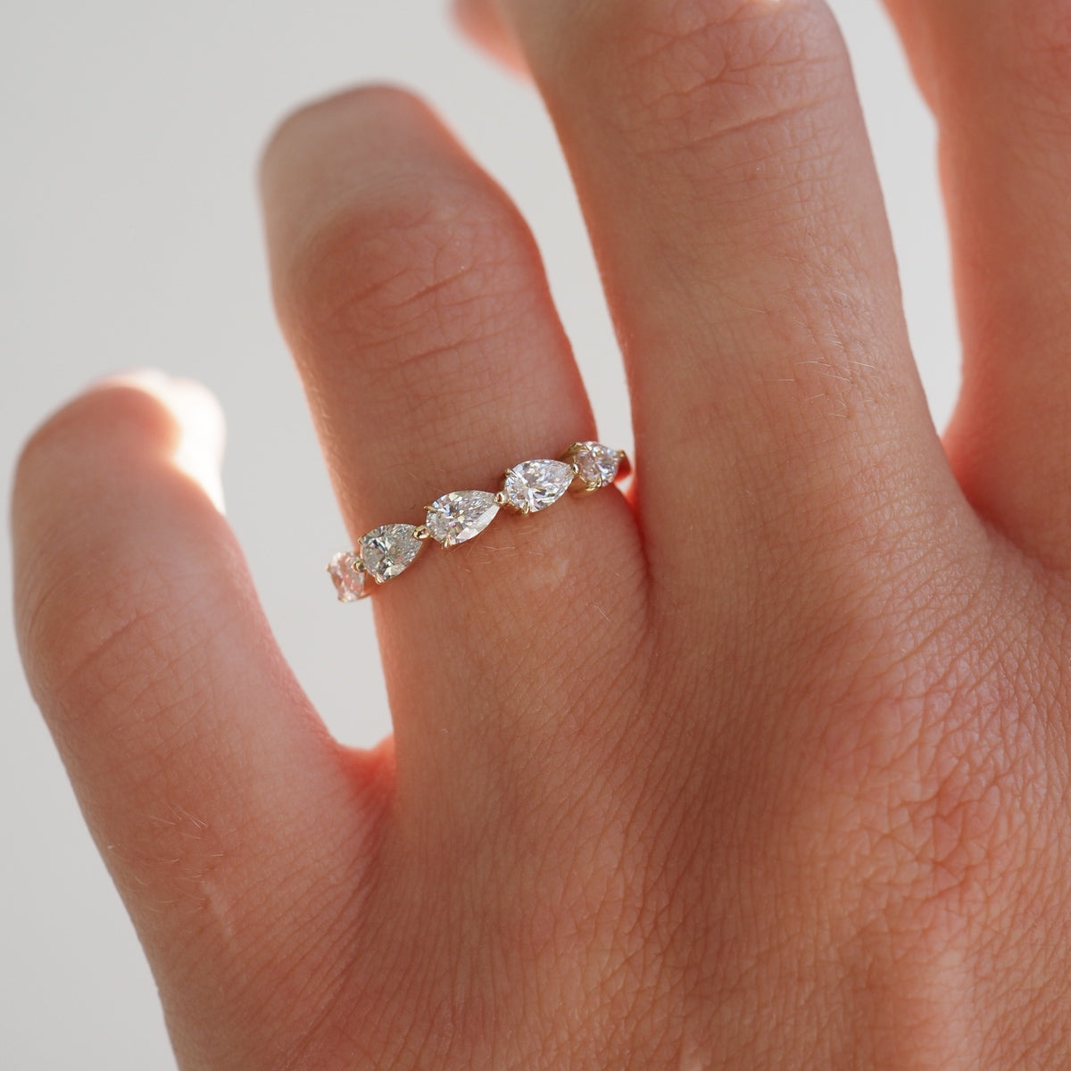 0.50 TCW Pear Lab Grown Diamond Half Eternity Wedding Band 3