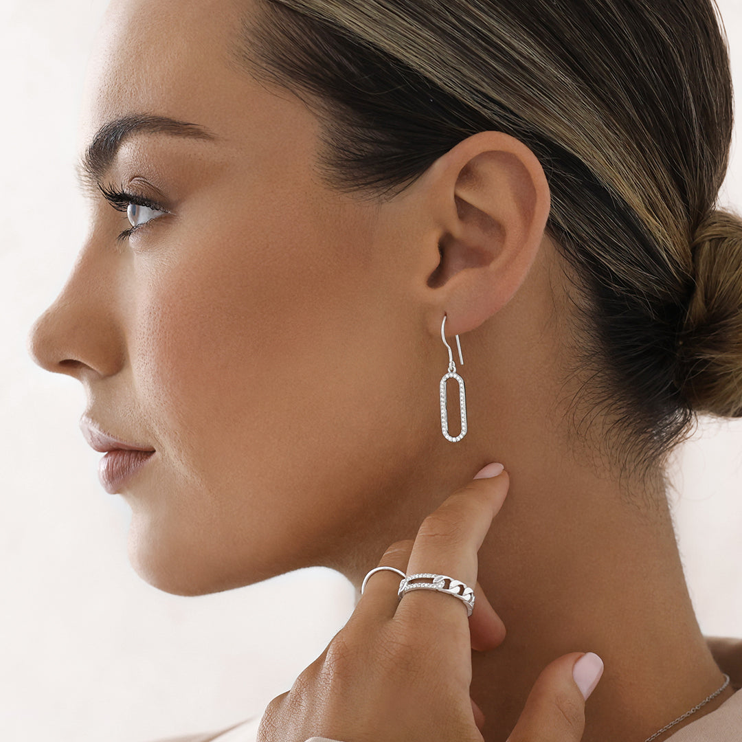 0.30 Carat Round Elongated Bar Drop Lab Grown Diamond Earrings 3