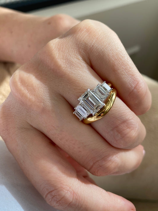 Five Stone-Emerald Lab Grown Diamond Engagement Ring