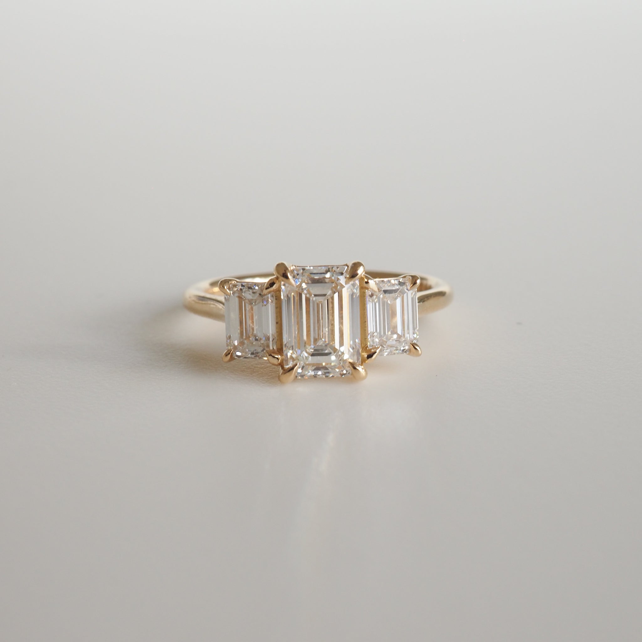 2.0 CT Emerald Cut Lab Grown Diamond Trilogy Engagement Ring 1