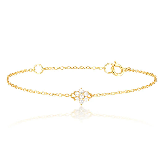 Dazzling 0.05 TCW Round Lab-Grown Diamond Floral Gold Bracelet