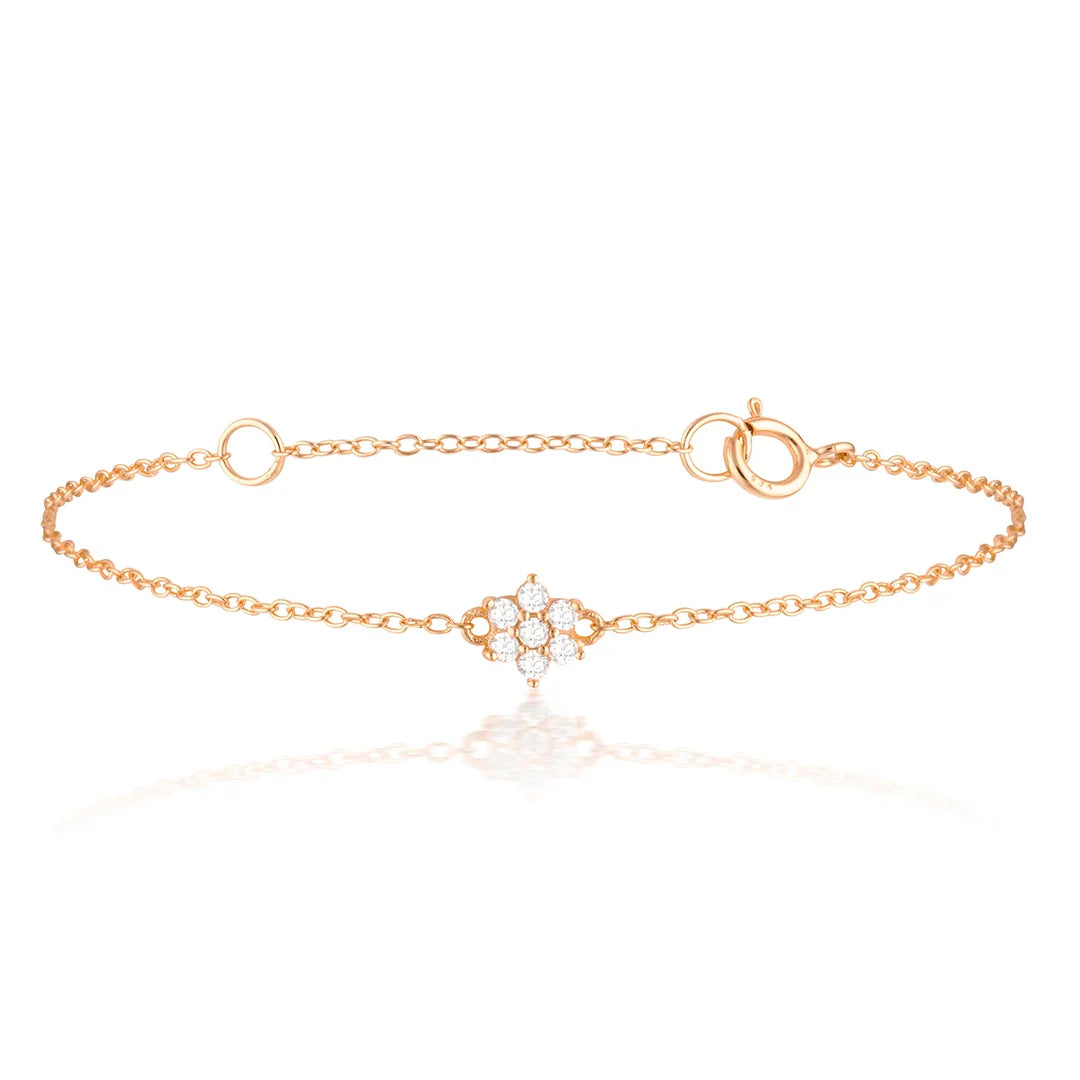 Dazzling 0.05 TCW Round Lab-Grown Diamond Floral Gold Bracelet