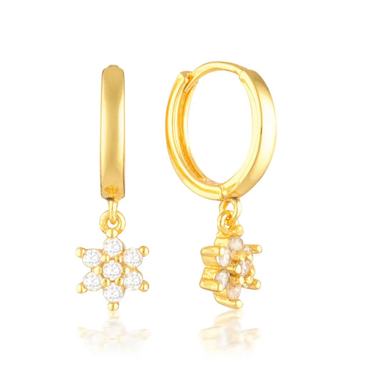 0.20 TCW Round Lab-Grown Diamond Floral Hoop Earrings