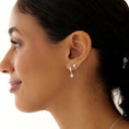 Load image into Gallery viewer, 0.20 TCW Round Lab-Grown Diamond Floral Hoop Earrings
