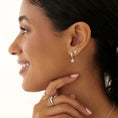 Load image into Gallery viewer, 0.20 TCW Round Lab-Grown Diamond Floral Hoop Earrings
