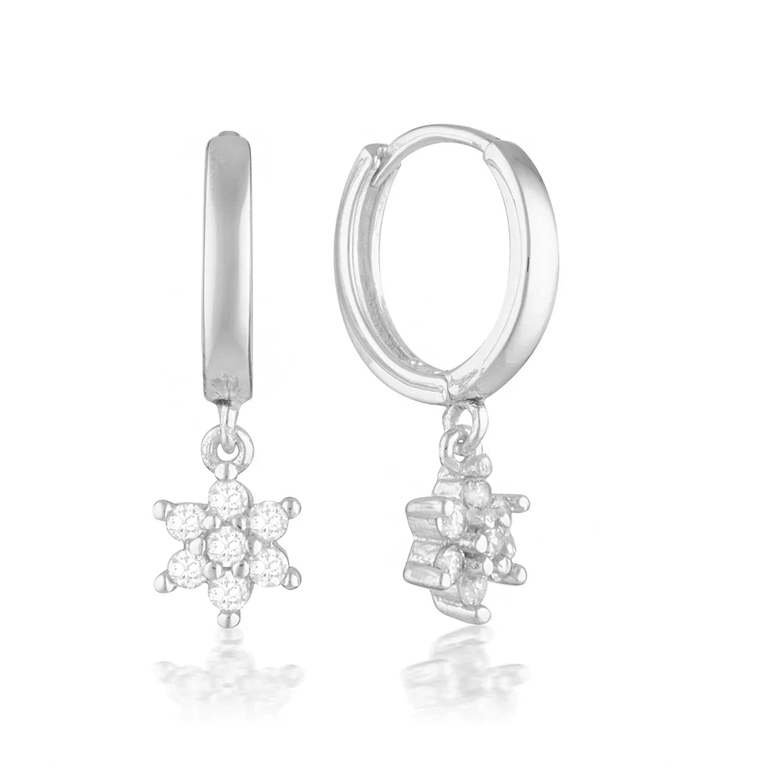 0.20 TCW Round Lab-Grown Diamond Floral Hoop Earrings