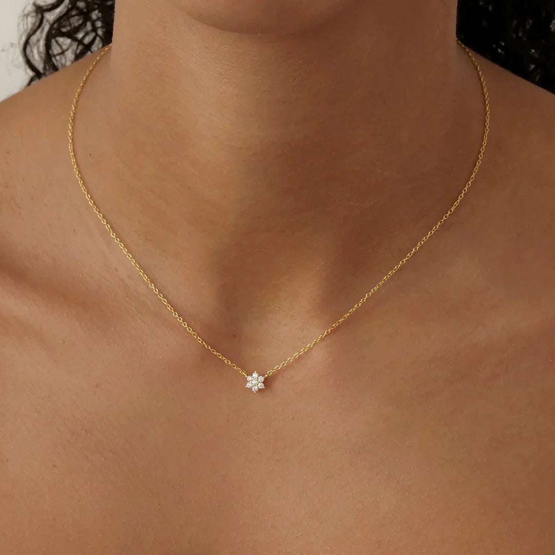 0.09 TCW Round Lab-Grown Diamond Blossom Necklace