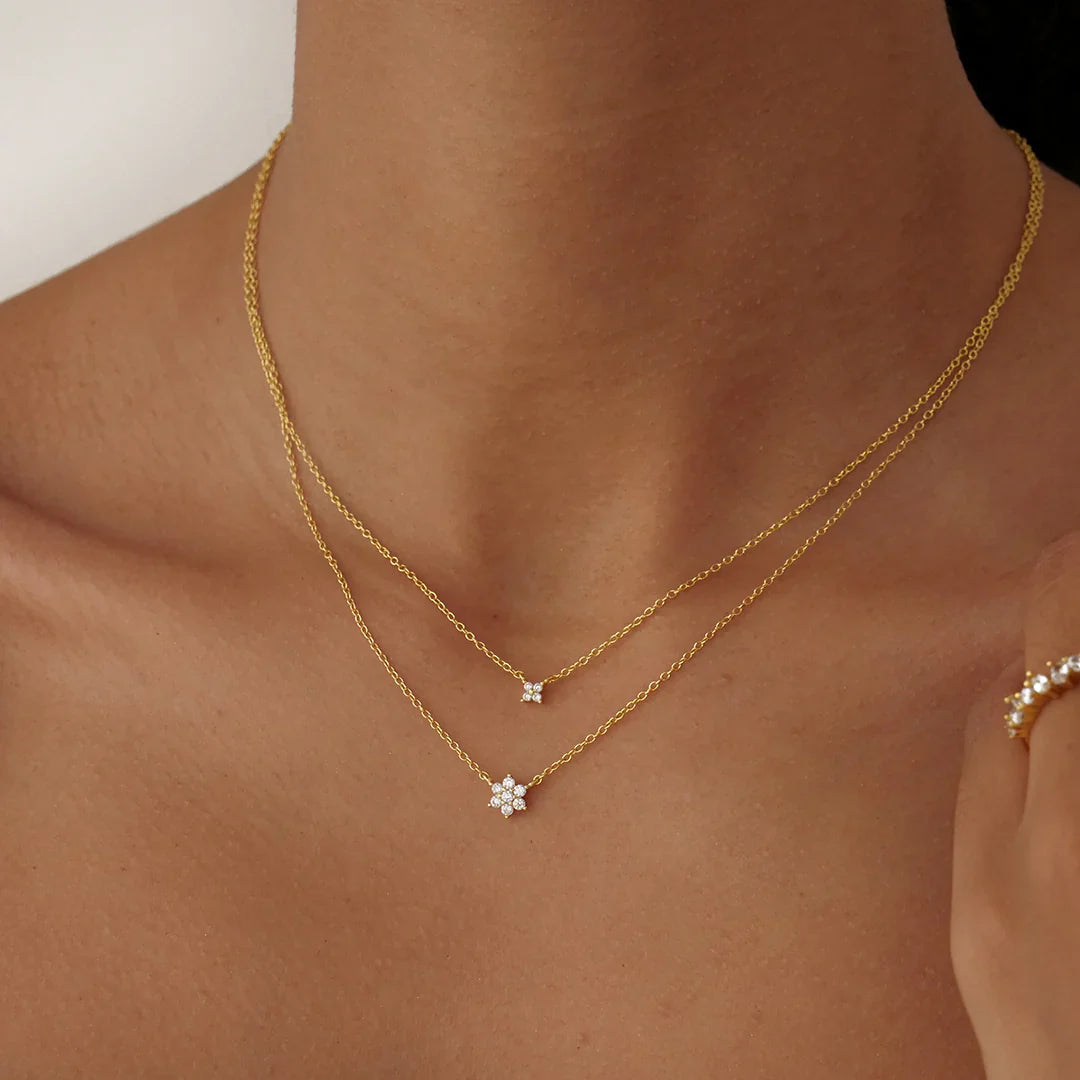 0.09 TCW Round Lab-Grown Diamond Blossom Necklace