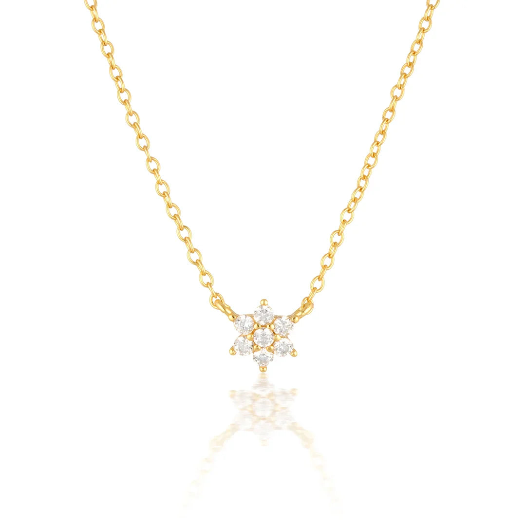 0.09 TCW Round Lab-Grown Diamond Blossom Necklace