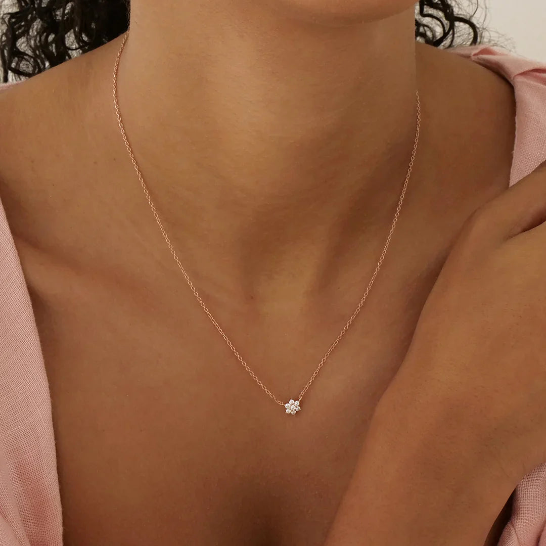 0.09 TCW Round Lab-Grown Diamond Blossom Necklace