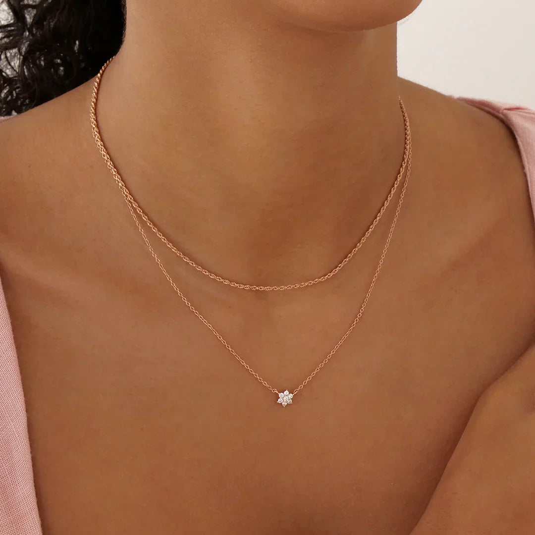 0.09 TCW Round Lab-Grown Diamond Blossom Necklace