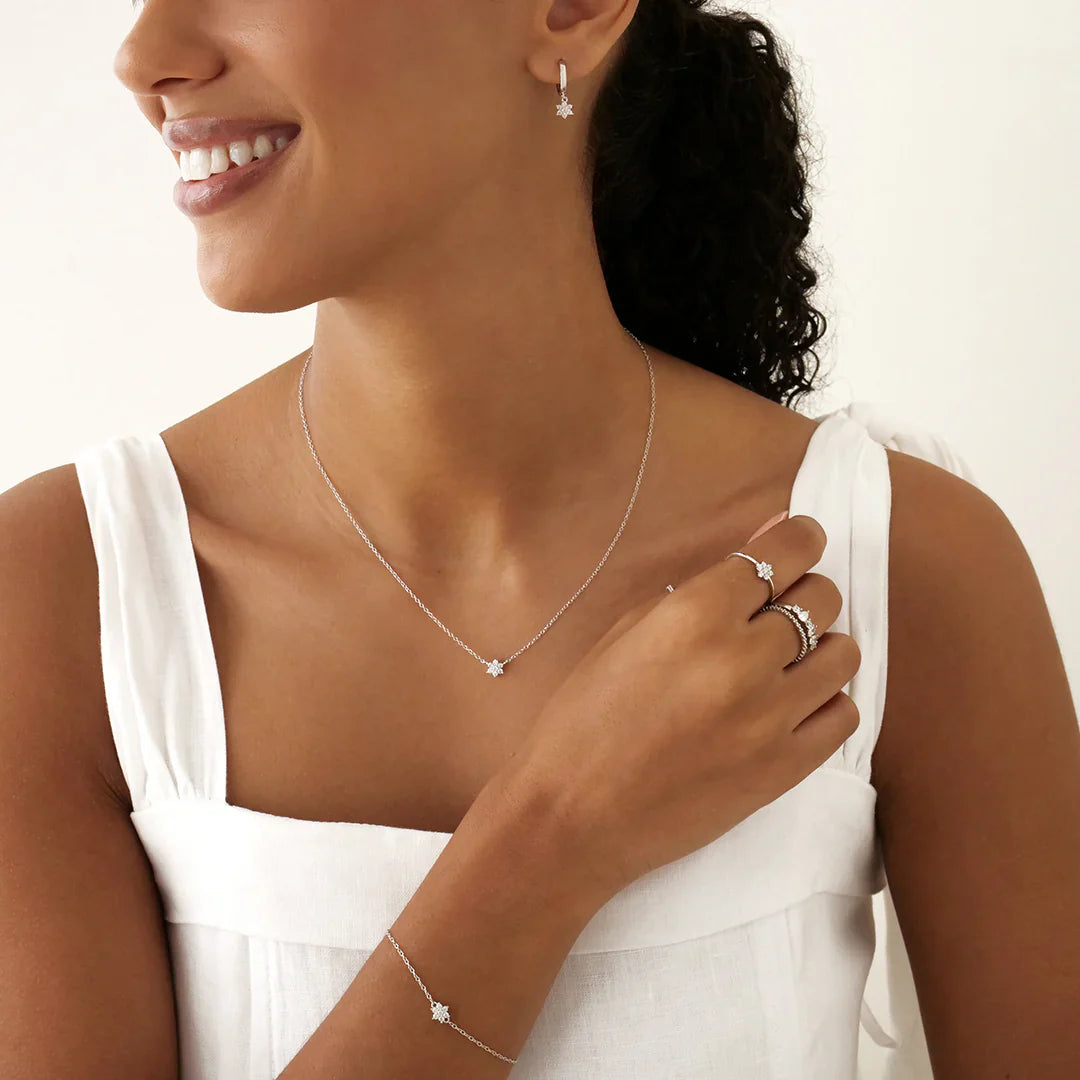 0.09 TCW Round Lab-Grown Diamond Blossom Necklace