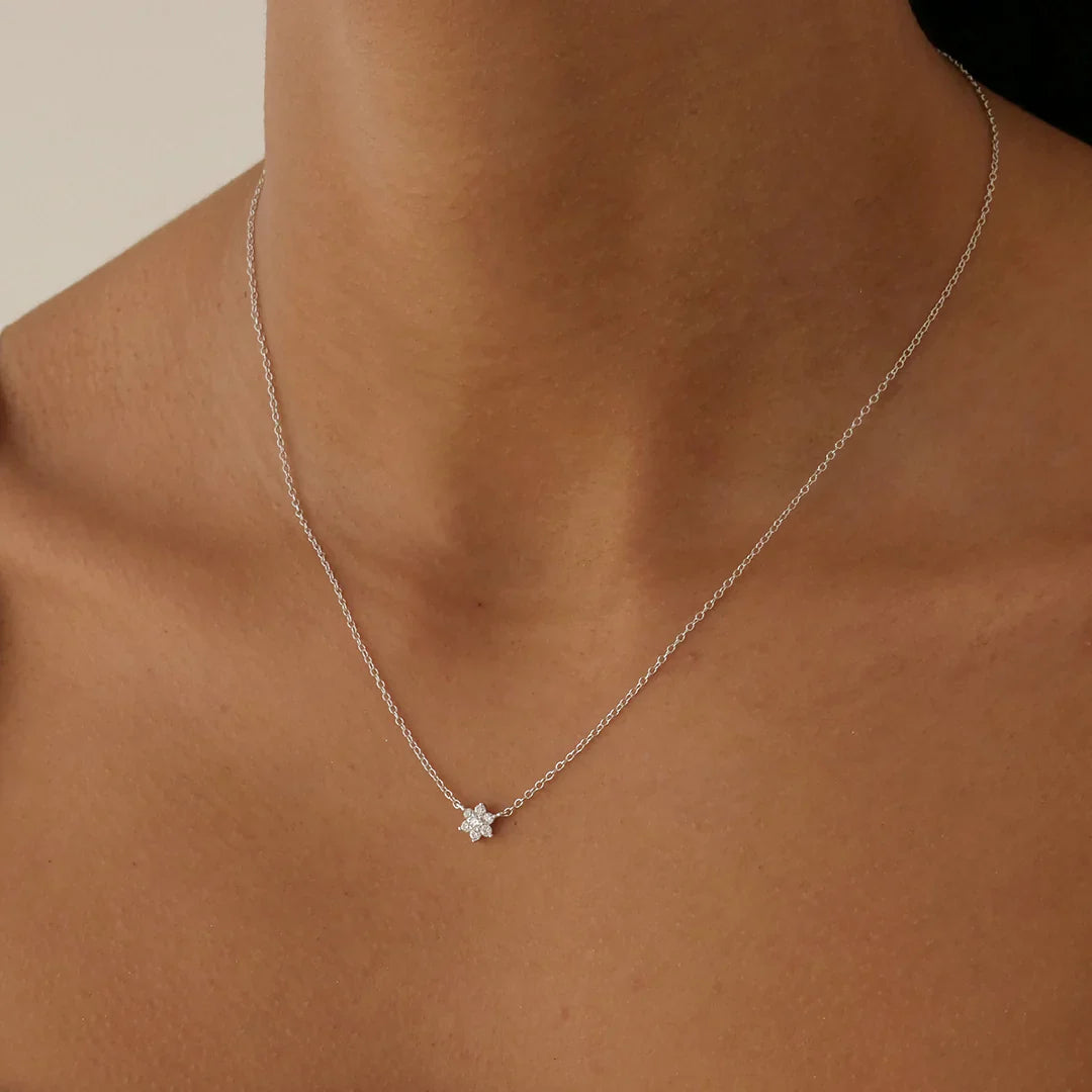 0.09 TCW Round Lab-Grown Diamond Blossom Necklace