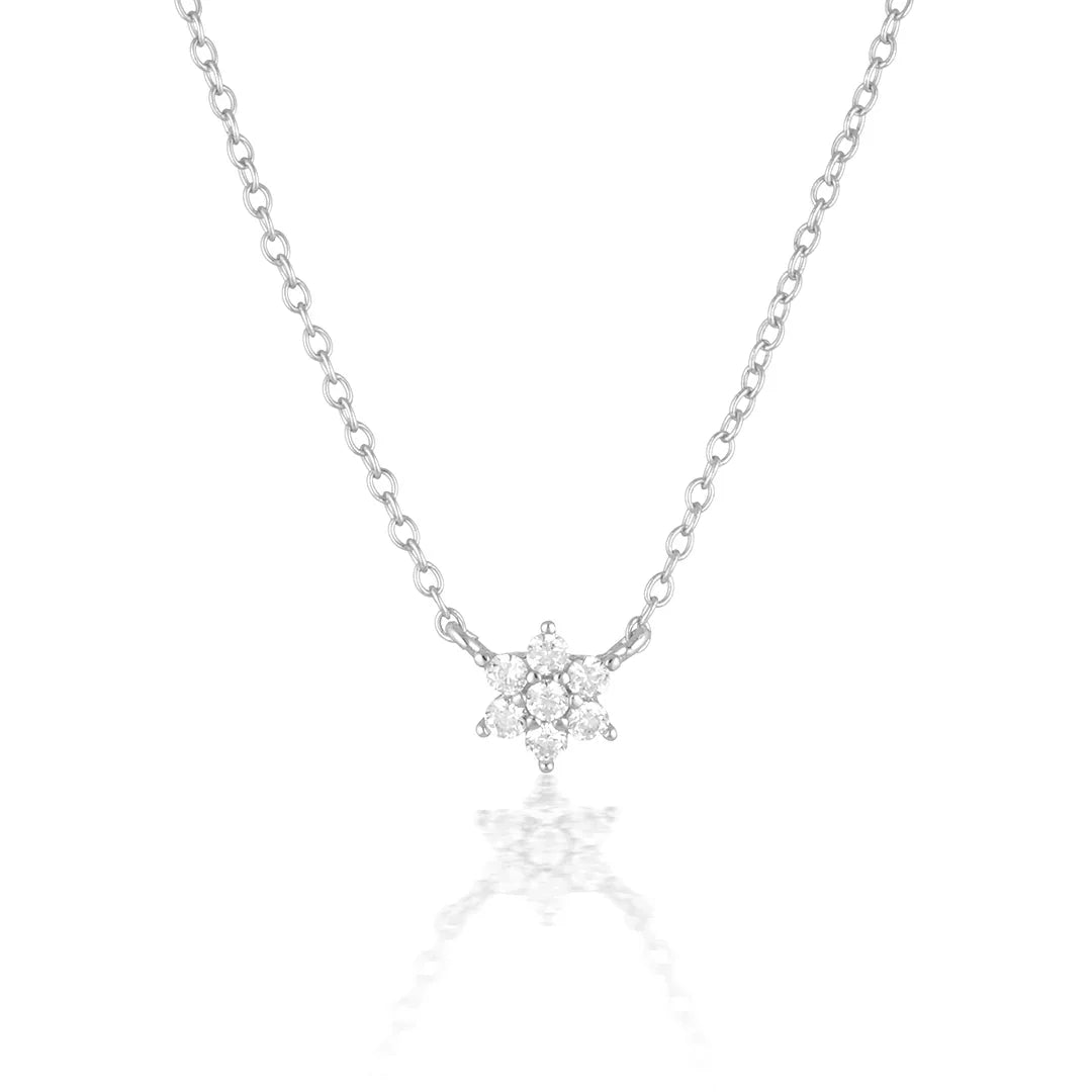 0.09 TCW Round Lab-Grown Diamond Blossom Necklace